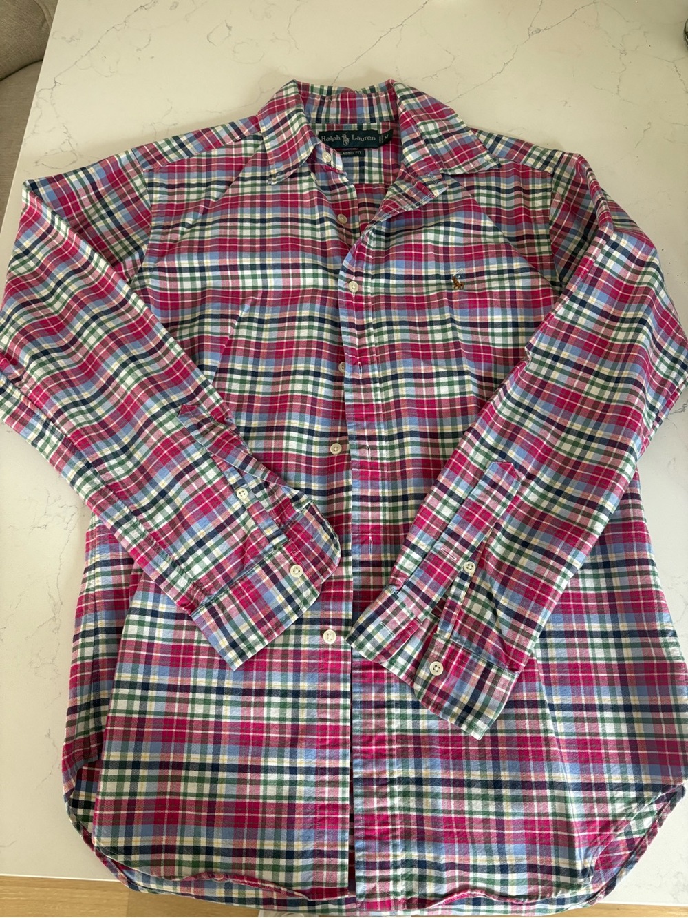 Ralph Lauren Pink and Blue Plaid Button-Down Shirt - Men's